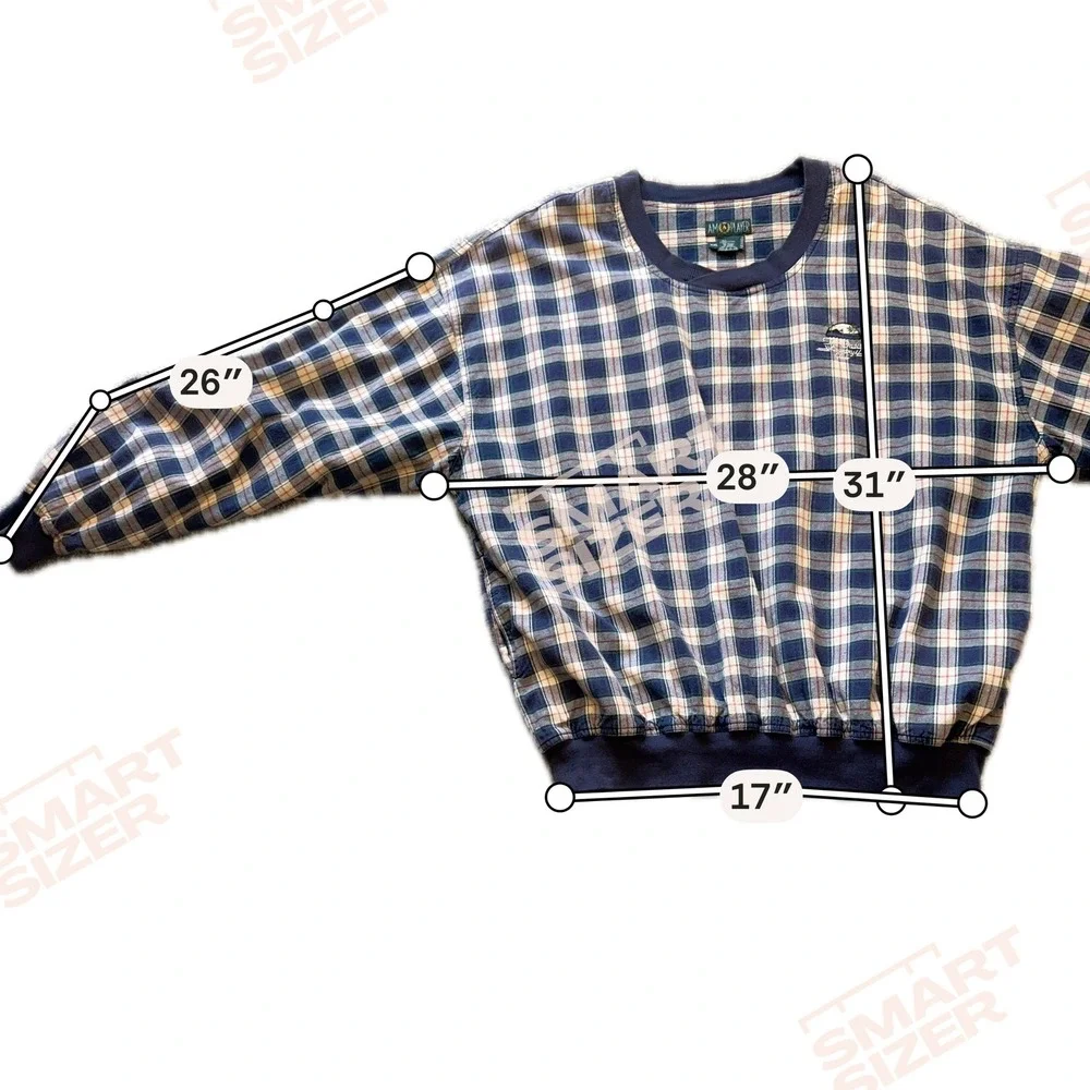 Vintage AM Player Oasis Country Club Plaid Golf Windshirt Navy XXL Cotton Lining
